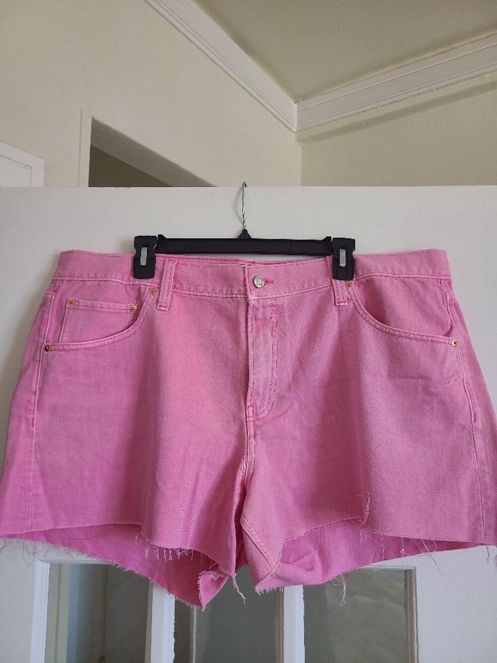 Worn once, pink denim Gap Stride shorts